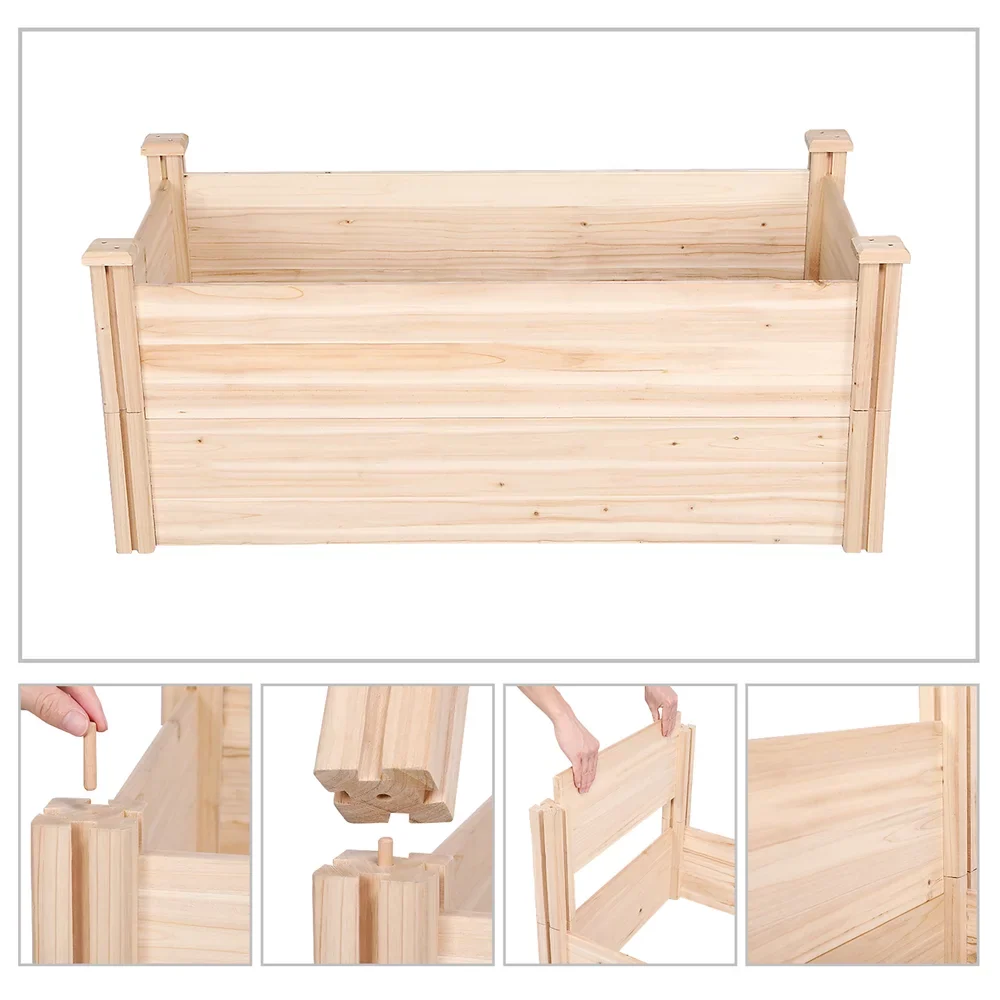 Easyfashion (L 24.6 Wooden Raised x x Garden Wood W Bed, x 10.6inch H),Natural 96.7 x