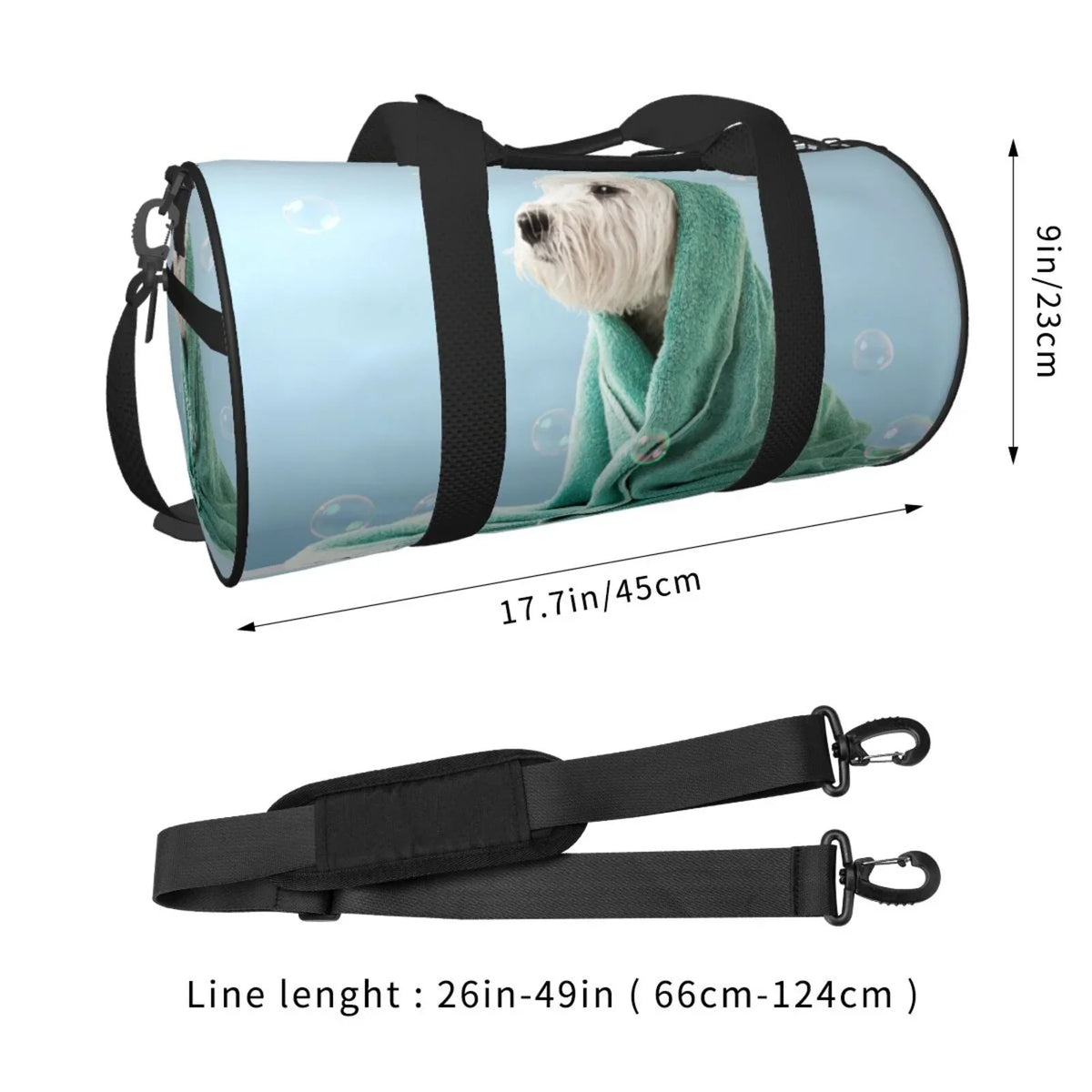 with Compartment Bag Waterproof Coaee Towel Pocket Dog Sports Travel Bag in Large Cylinder Gym Bag Capacity and Luggage Wrapped