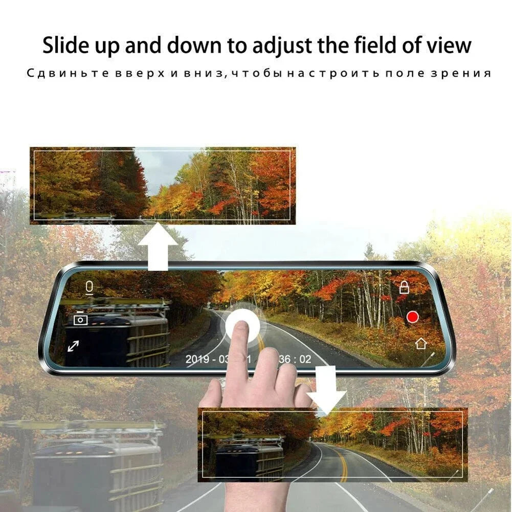 Rear For Dashcam Video Front Rearview Cam HD Touch Car Mirror Dropshipping Screen Dual Recorder DVR 10-Inch