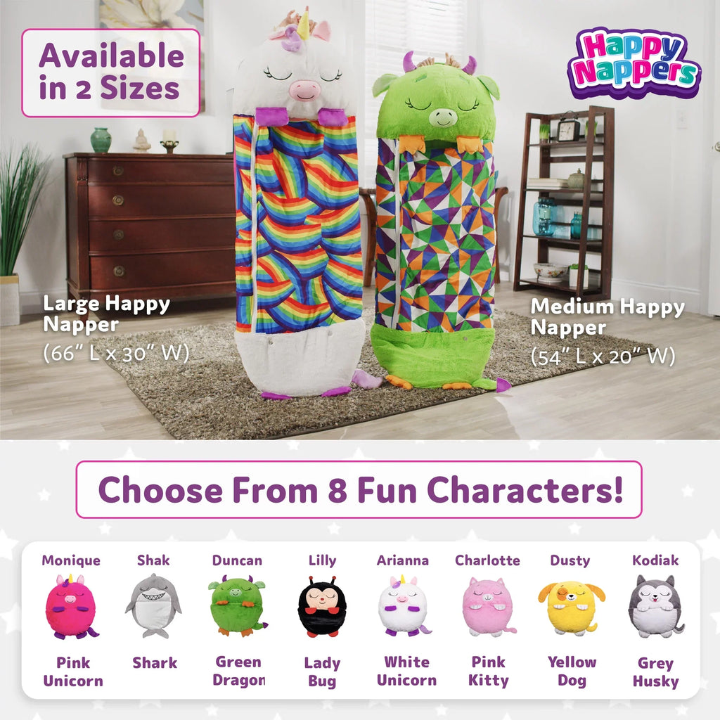 Nappers Plush Unicorn Toy Happy Sleeping Pillow and One, in Sack