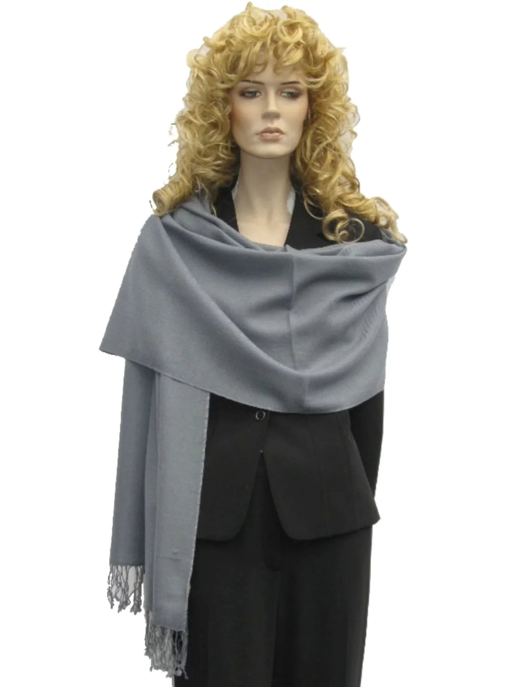 Grey Shawl/Shawls/Scarf/Scarves/Wrap/Stole/Muffler/Cape/Ruana/Blanket/Throw/Pashmina Shawl/Cashmere Shawl) (Slate Scarf/Wool/Silk Regular