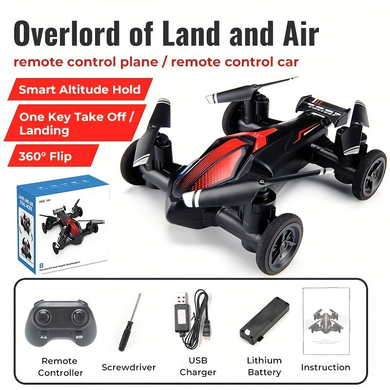 Dual-use Height Unmanned Stable And High-speed Land Setting, Drone Intelligent Gift Air For RC Four-axis And Drone Toy Low-speed Car Flight, Switch Toys