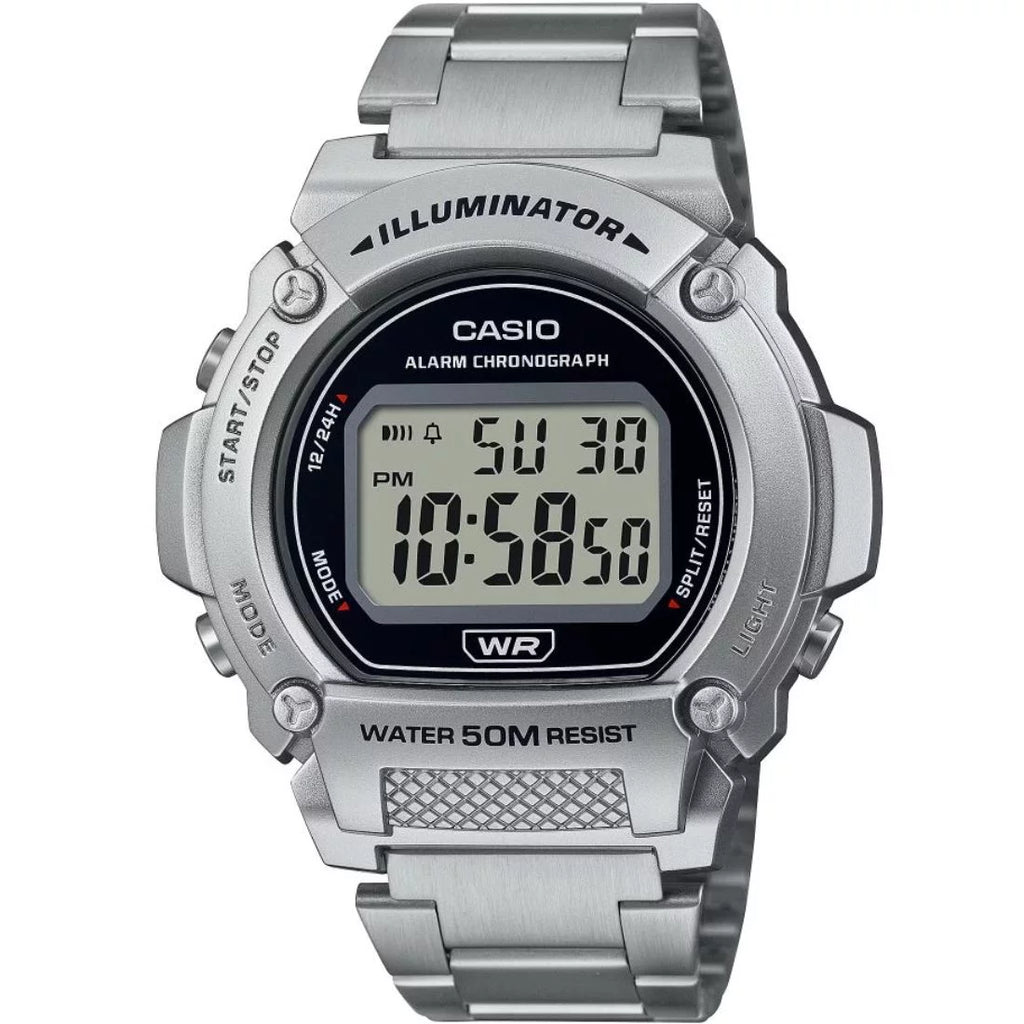 Bracelet Stainless Digital W219HD-1AV Watch Men's with Steel Casio