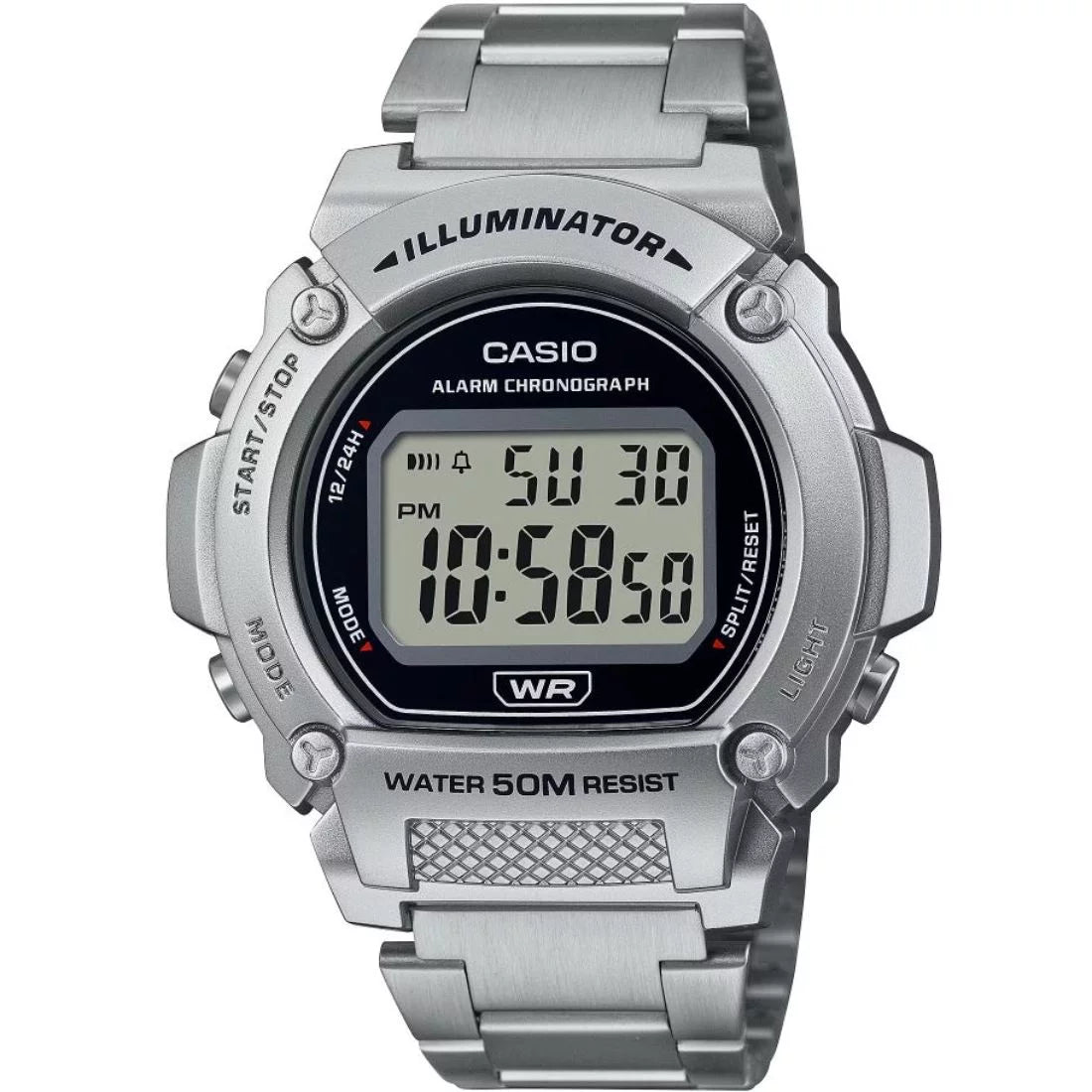 Bracelet Stainless Digital W219HD-1AV Watch Men's with Steel Casio