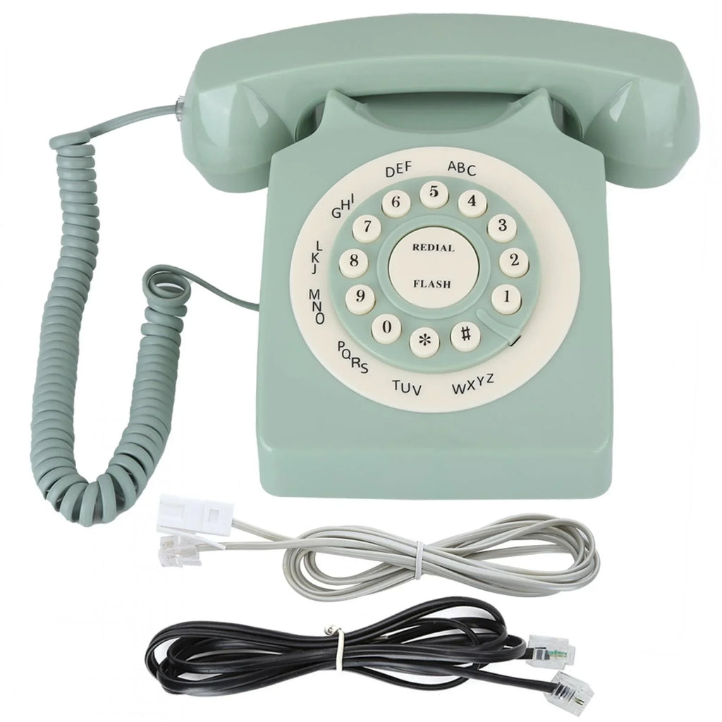 Telephone - Antique Telephone Aigend European Definition Green Large Button Landline High Vintag Call Clear
