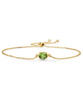 Peridot 7x5mm) Stone Cttw, Silver Cut Gold Women For Plated King Yellow (0.90 Bracelet Oval Green Gem Solitaire 18K