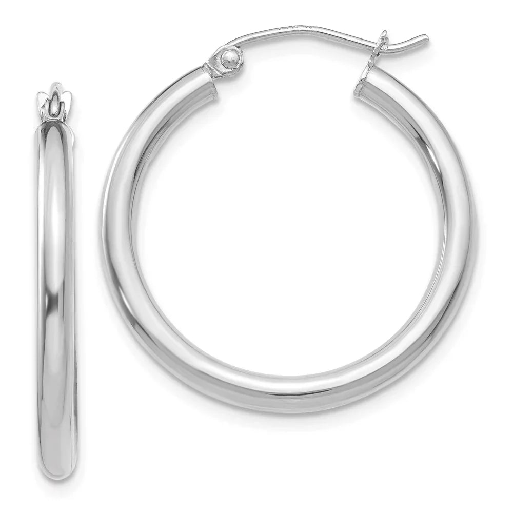 2.5mm Adults for for White Men Lightweight 14kt Earrings; and Women Hoop and Teens; Polished Tube Gold Real