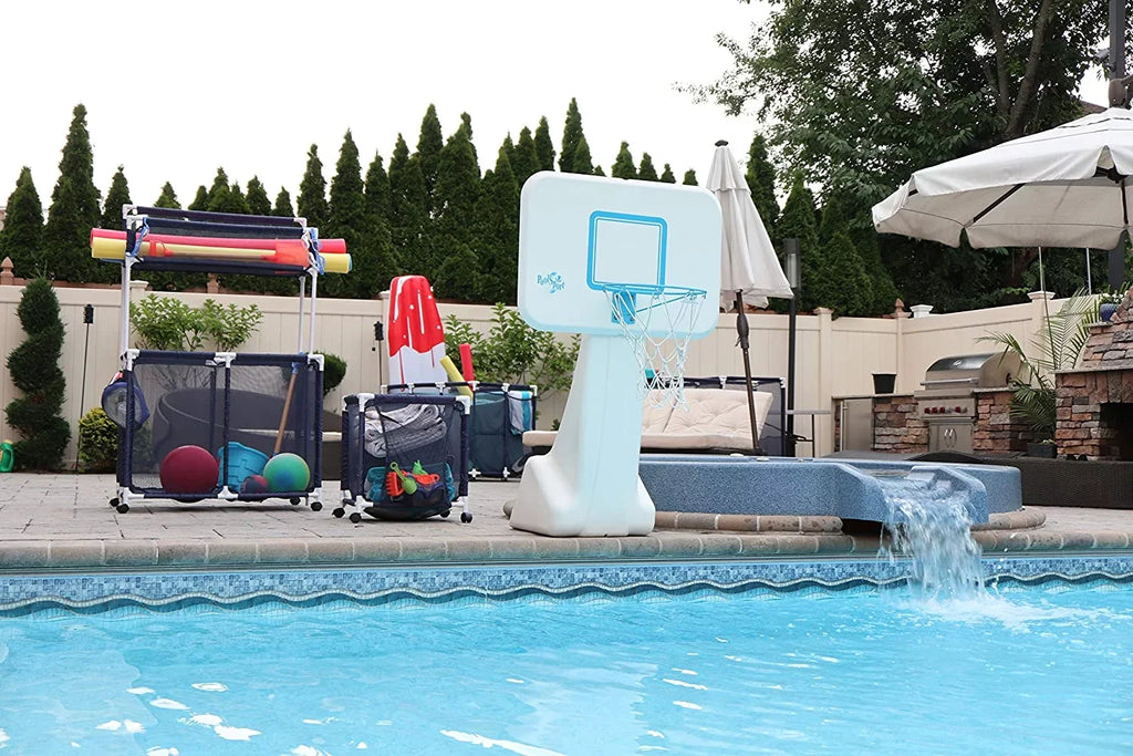 design x x Floats Storage Mesh Yours Floats, Toys, Height, Essentially Balls 25" Organizer H), Holder, Rolling Noodles Bin, Blue 28" Pool 563009 W Large, and L Kids Equipment (43"