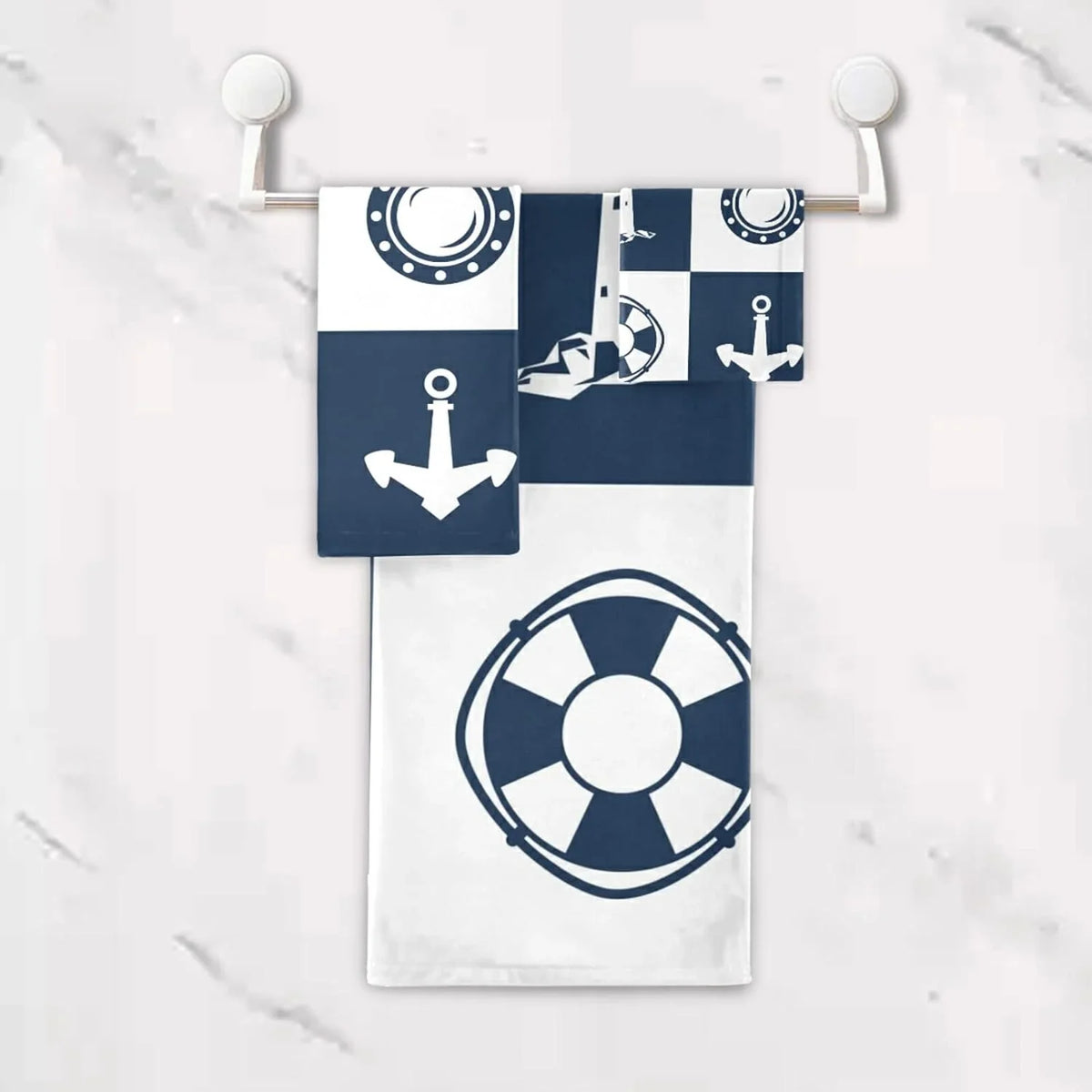 for Soft Cotton Sailing Anchor Decorative Towels Hand Piece 3 Absorbent Fingertip Dreamtimes Towel Bathroom Lighthouse Checked Bath Towels Sets Vessel