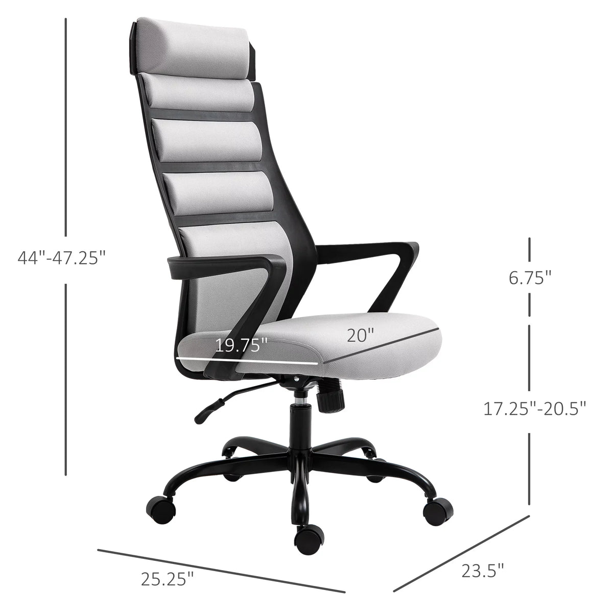 & with Grey Adjustable Swivel Chair Capacity, 275 26.75 in Executive lb. Height, Vinsetto