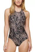 Calvin Swimsuit, 16 Klein BLACK One-Piece Printed MULTI US Halter