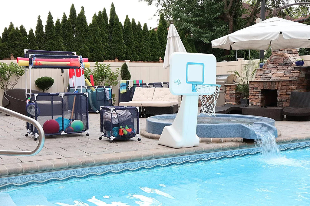 design x x Floats Storage Mesh Yours Floats, Toys, Height, Essentially Balls 25" Organizer H), Holder, Rolling Noodles Bin, Blue 28" Pool 563009 W Large, and L Kids Equipment (43"