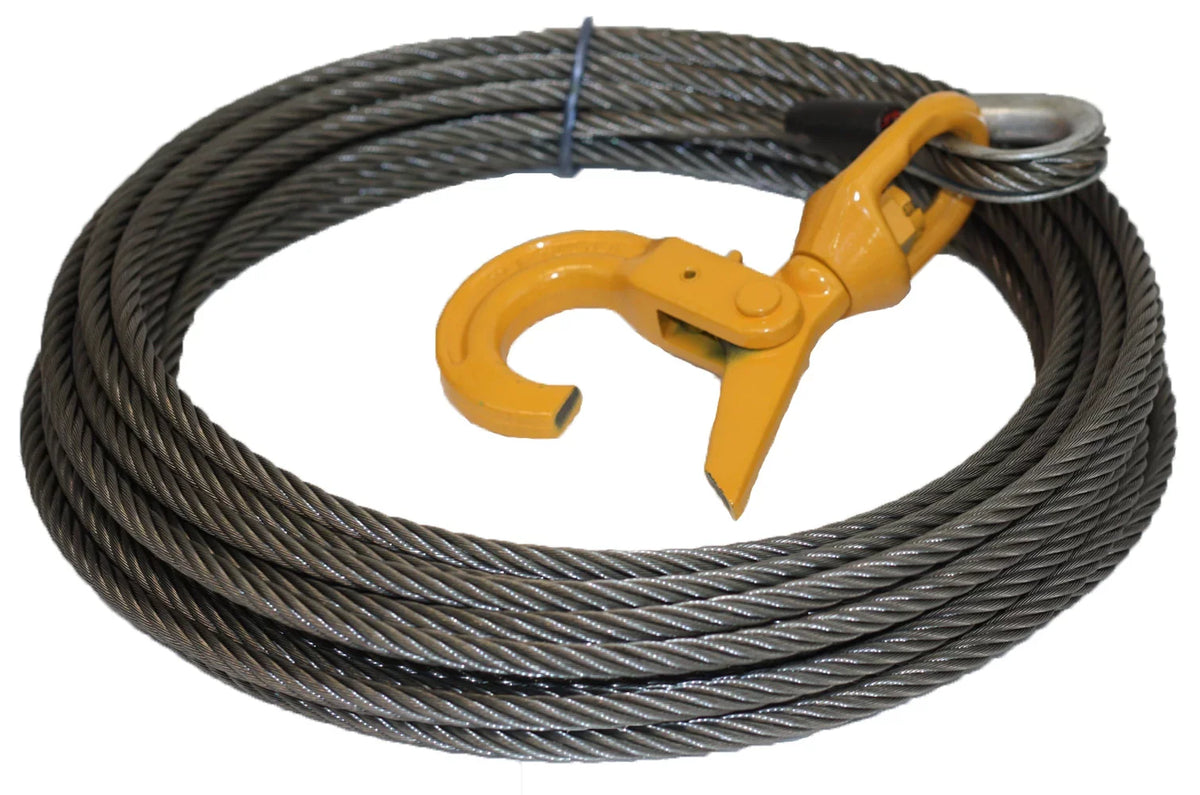 15,087 Strength Tow Mytee Self x Products 75' Steel Breaking Locking, Ultimate Rollback Core Wrecker Rope lbs Winch Truck Cable 3/8"