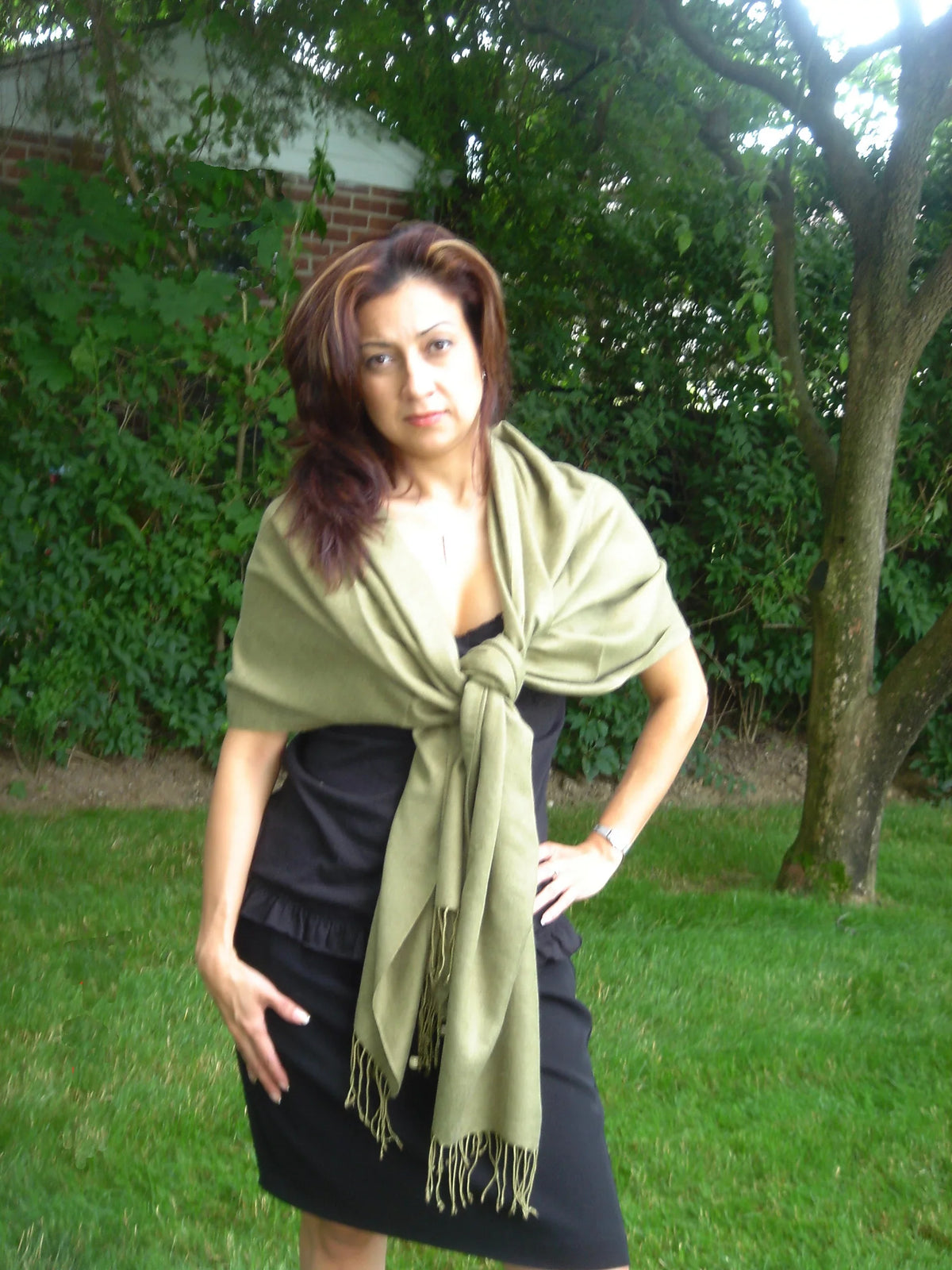 Scarf/Wool/Silk (Olive Shawl/Shawls/Scarf/Scarves/Wrap/Stole/Muffler/Cape/Ruana/Blanket/Throw/Pashmina Regular Shawl/Cashmere Shawl) Green