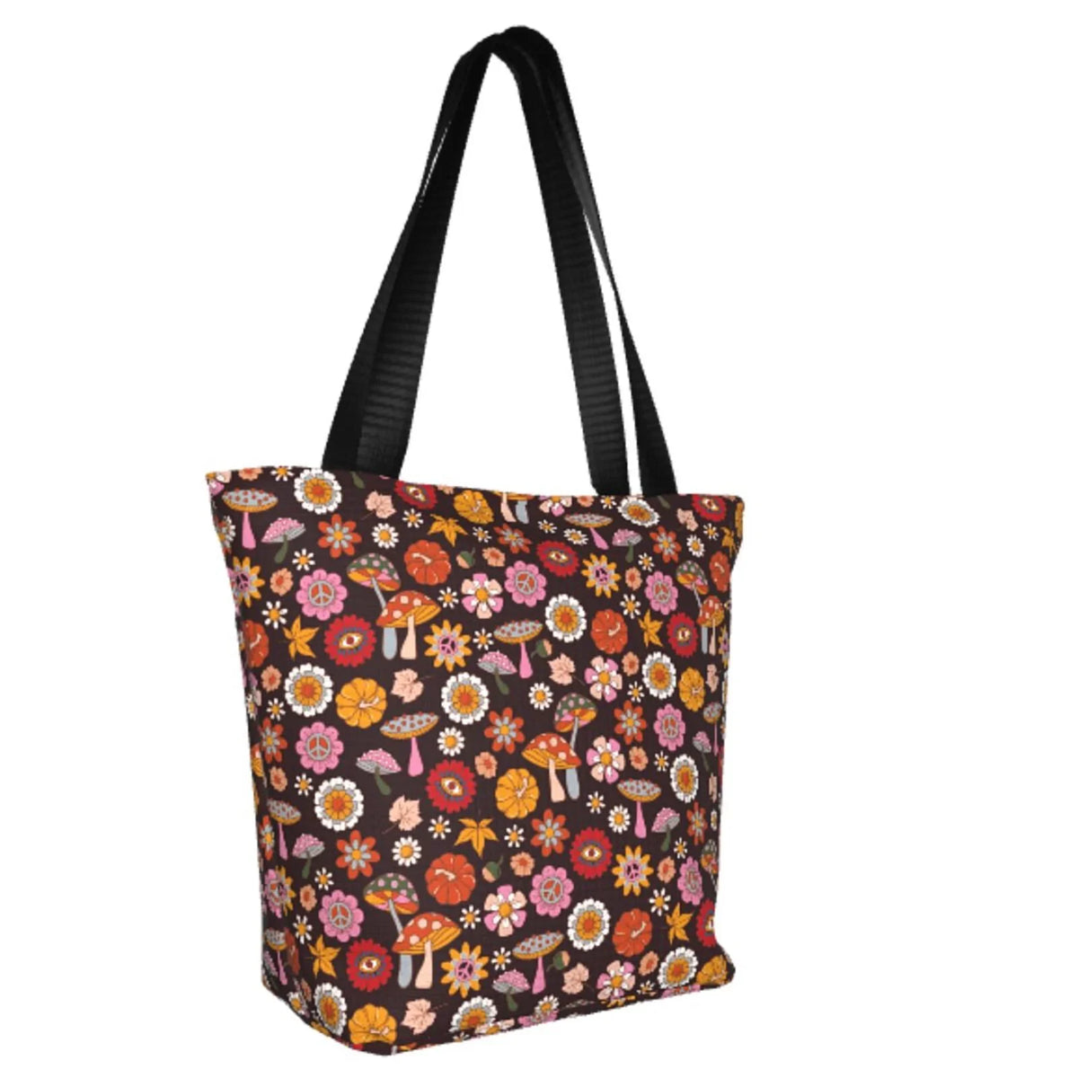Bag Shopping Retro 70s Capacity Groovy Bag,Shoulder Lukts Large Tote Bag Hippie Handbags Women'S Hobos