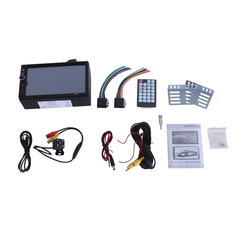 MP5 Touch Camera Car Inch with Player, HD 2 Double Reversing Video Player Car Screen Bluetooth Backup Radio Stereo Din 7 1080P
