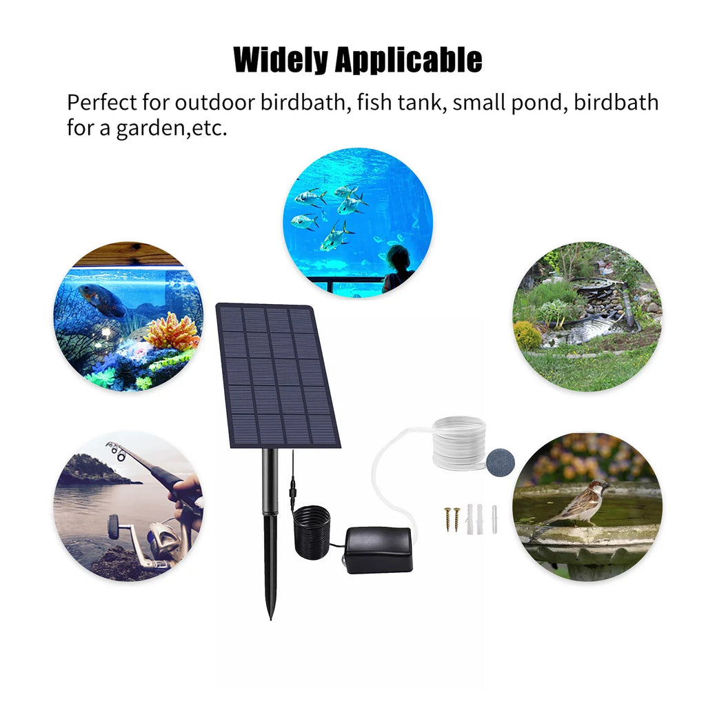 Pool Plug-in Solar Pump Ideal Aerator Pipe Uteam Garden Air Fish for for Aquarium Bubble with Pond 2W Tank Powered Stones