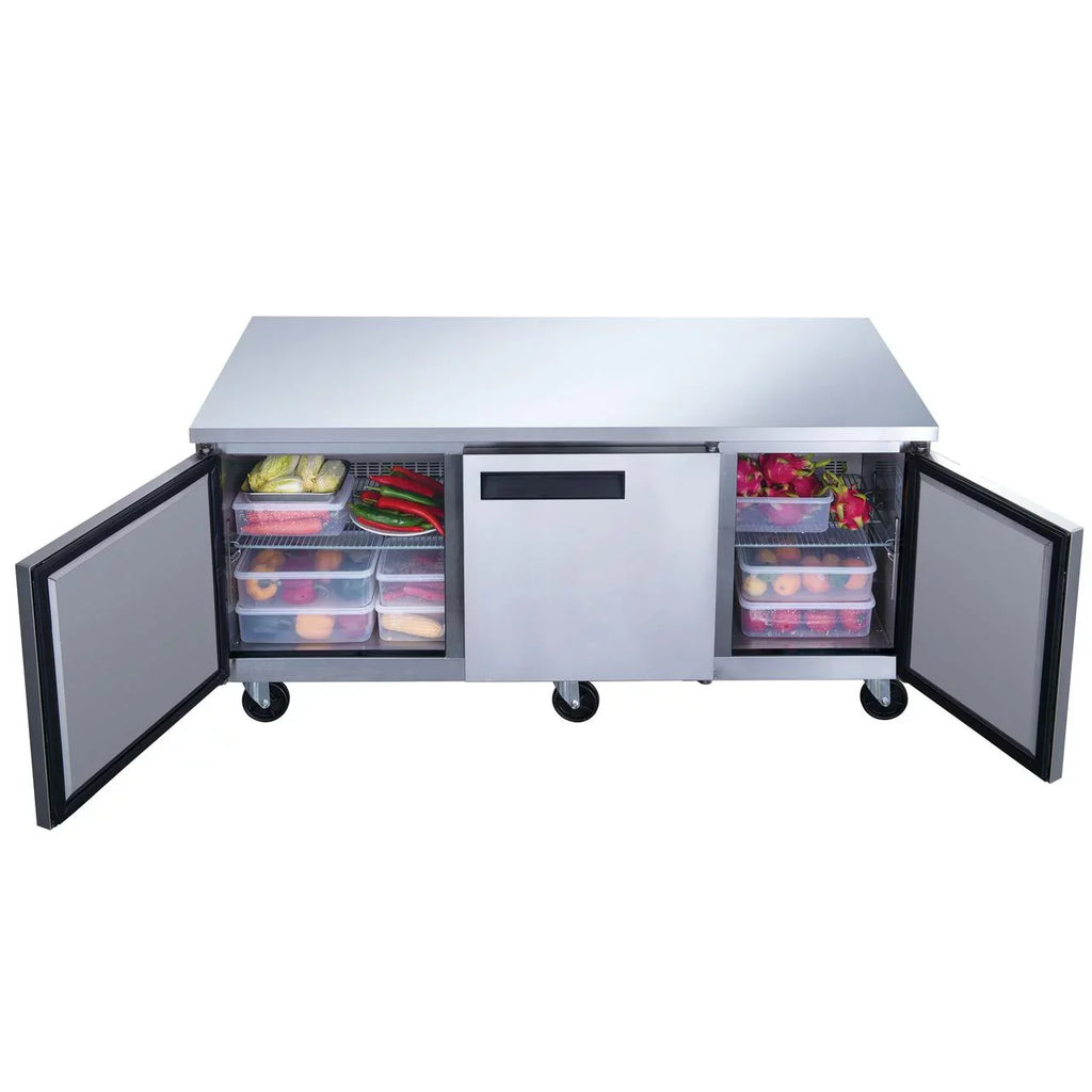 Stainless in Undercounter 3-Door Steel Refrigerator Commercial DUC72R