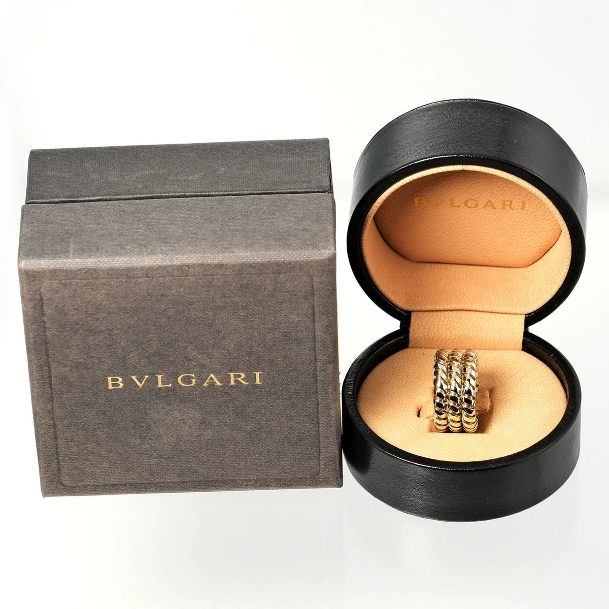 YG BVLGARI (Good) Pre-Owned WG 9 White Bulgari Ring Gold No. K18 3-row Yellow 14.53g Tubogas