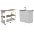 Wood Home and Island Set 2-Piece Sink Kitchen Utility with Square