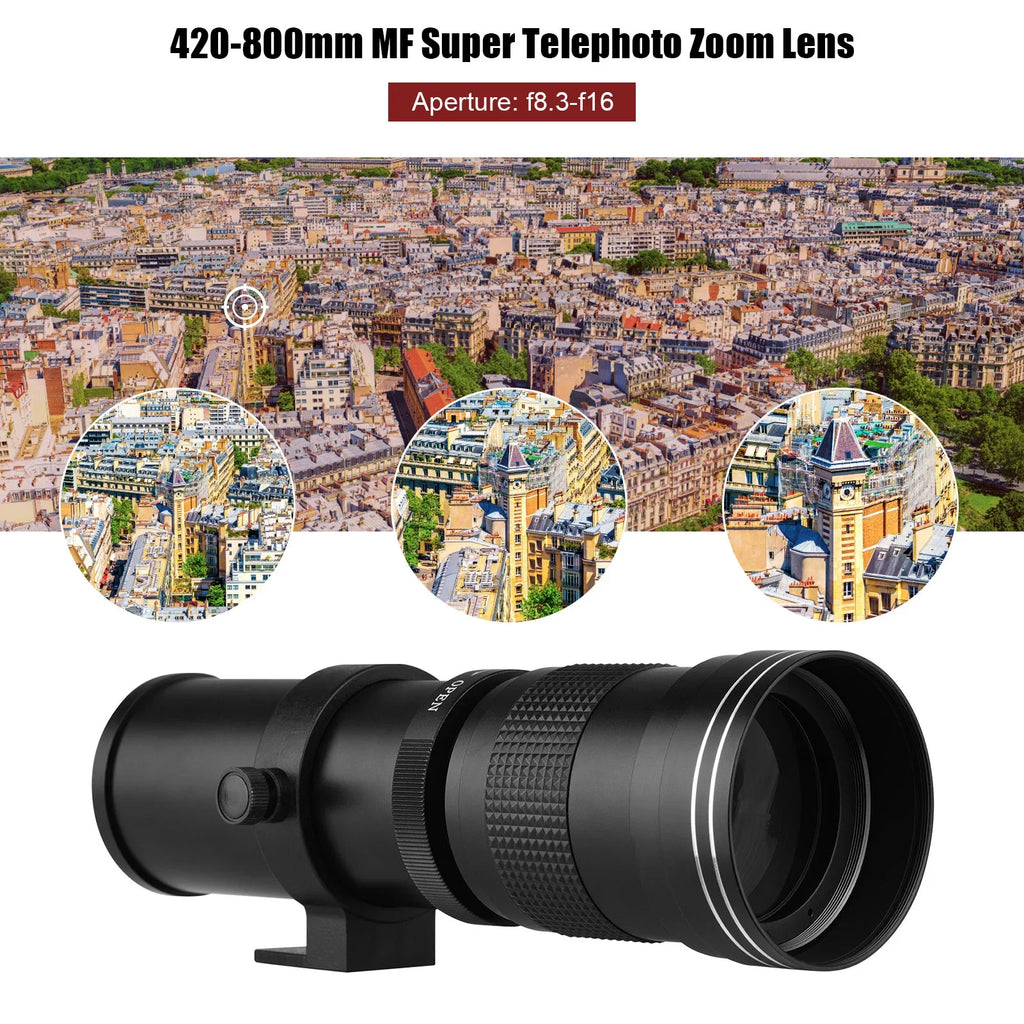 T6s F/8.3-16 Mount Universal MF T7s Telephoto 7D 60Da Replacement Ring Canon 77D Adapter 420-800mm 70D Super T6 6D EF-Mount 80D Cameras for Thread 60D T 5D Lens Camera 50D Zoom Suzicca with 1/4 T7i
