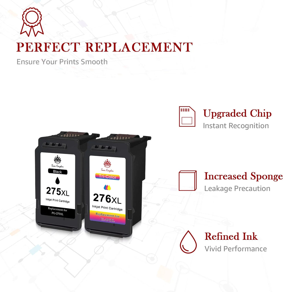 276 for Ink Pixma 275 (2 TS3520 275 Capacity PG-275XL TR4720 Cartridges TS3500 High Ink Ink TR4700 Canon 275XL Printer for and Black, 276 TR4722 Cartridges Color) TS3522 CL-276XL 1 276XL