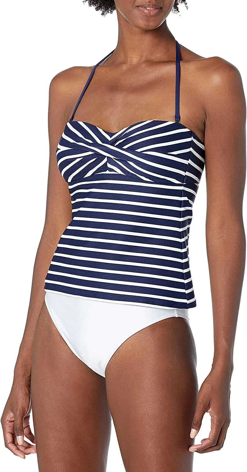 Womens La Capri Bandini Swim Blanca Striped Top Tankini