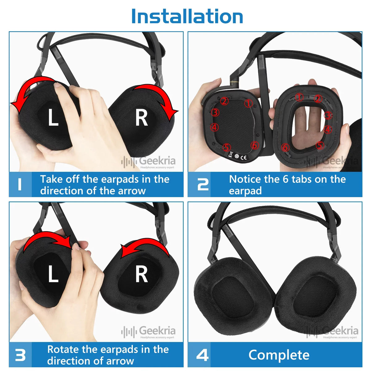 Ear Comfort Parts Pads Headset Wireless Cushions, Replacement Repair Ear Corsair HS80 Ear Geekria Headphones Earpads, for Mesh RGB Fabric (Black) Cups Cover