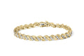 Womens 10k Haus 7.25" Prong Bracelet Gold Cttw Diamond I2-I3 Brilliance Yellow Round Color, Cut Cut 1.00 of (I-J Clarity) and Baguette Box Clasp S-Link