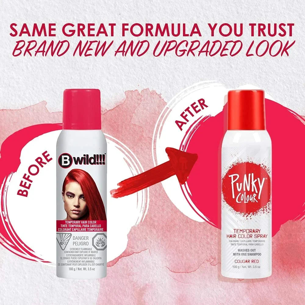 Hair Vivid Dye Instant Hair Temporary Color, Hair Spray, Cougar Spray-On oz, Punky Color Non-Damaging 1-Pack Red, 3.5
