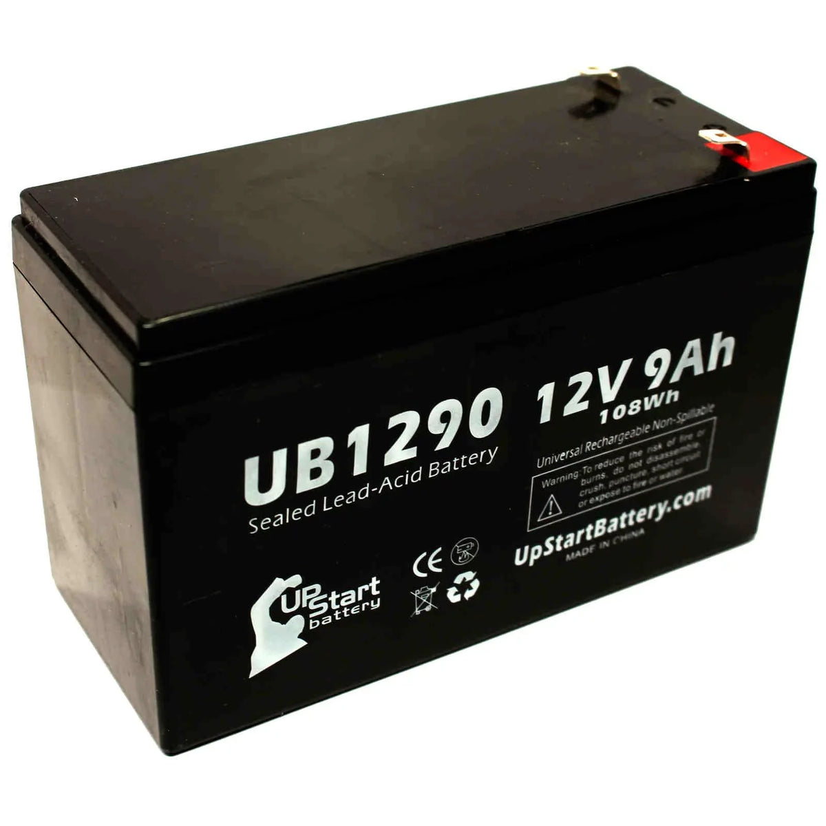 Includes - Dyna Replacement Universal SLA) Lead Sealed WP6.512 9000mAh, F1 Cell AGM, - to F1 Acid TWO Terminal Battery Battery (12V, UB1290 F2 9Ah, Terminal, Adapters Compatible
