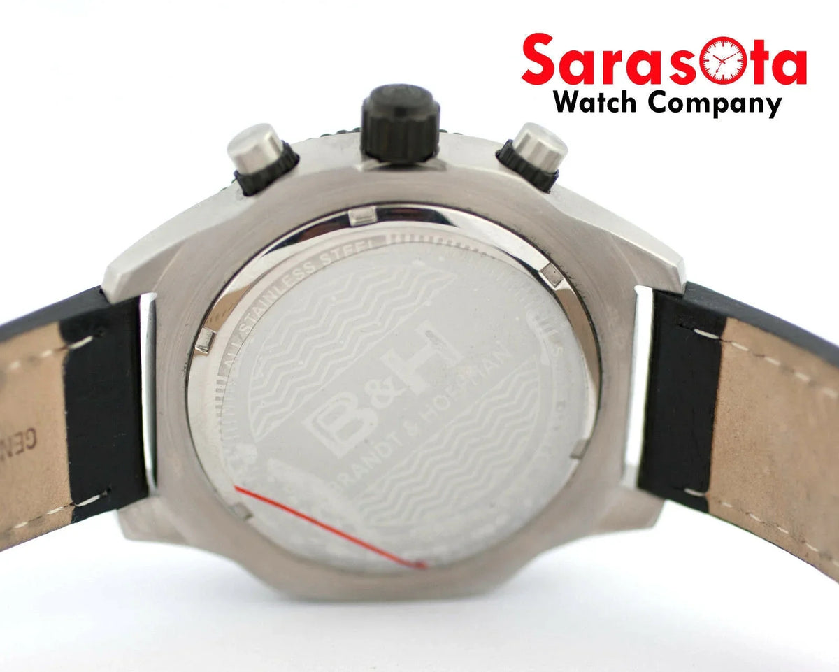 &amp; Watch Leather Quartz Chronograph Men's Dunbar Brandt 14060 B&amp;H Swiss Hoffman