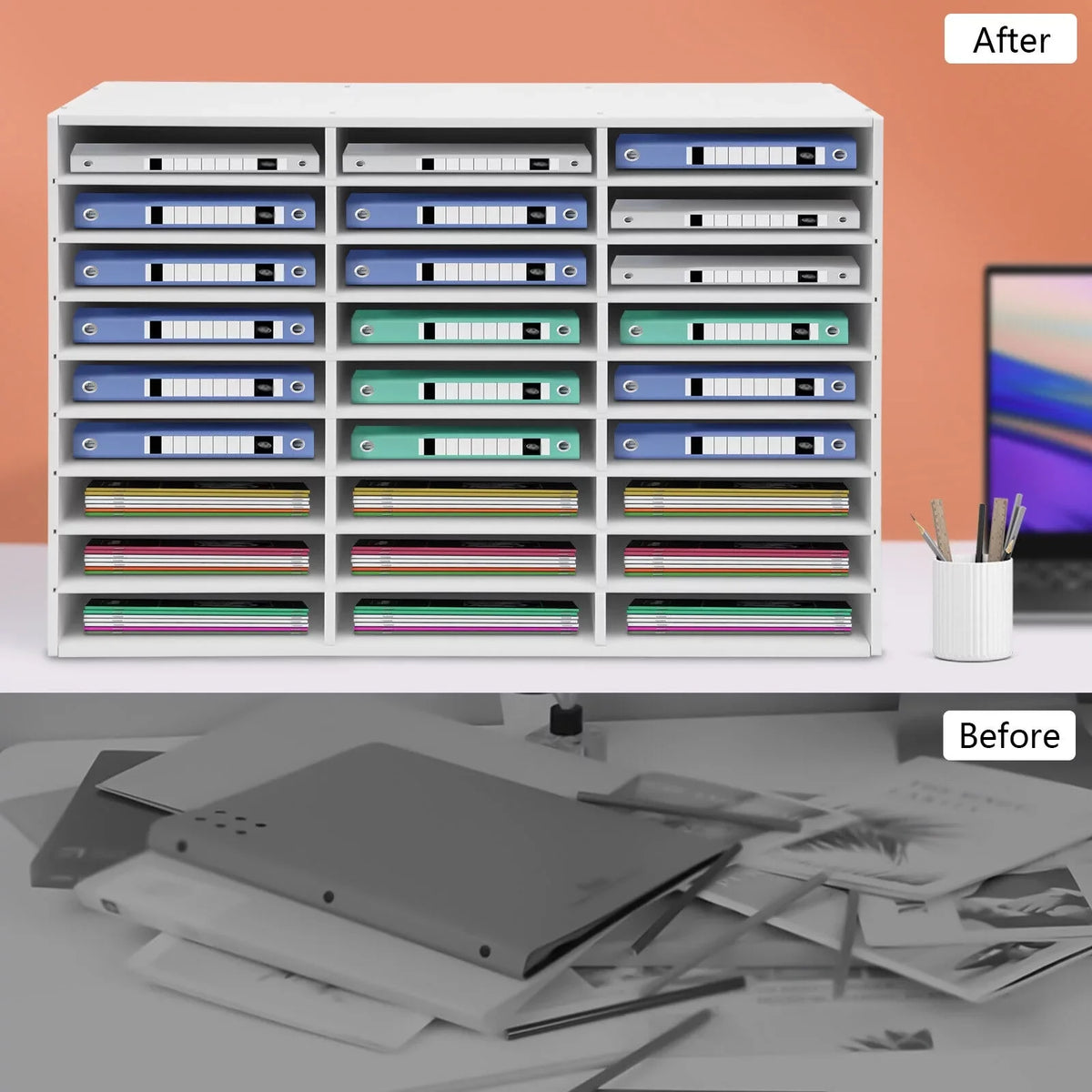 Literature Slots Classroom File White Holder Storage Rack Keepers Mailbox PVC 27