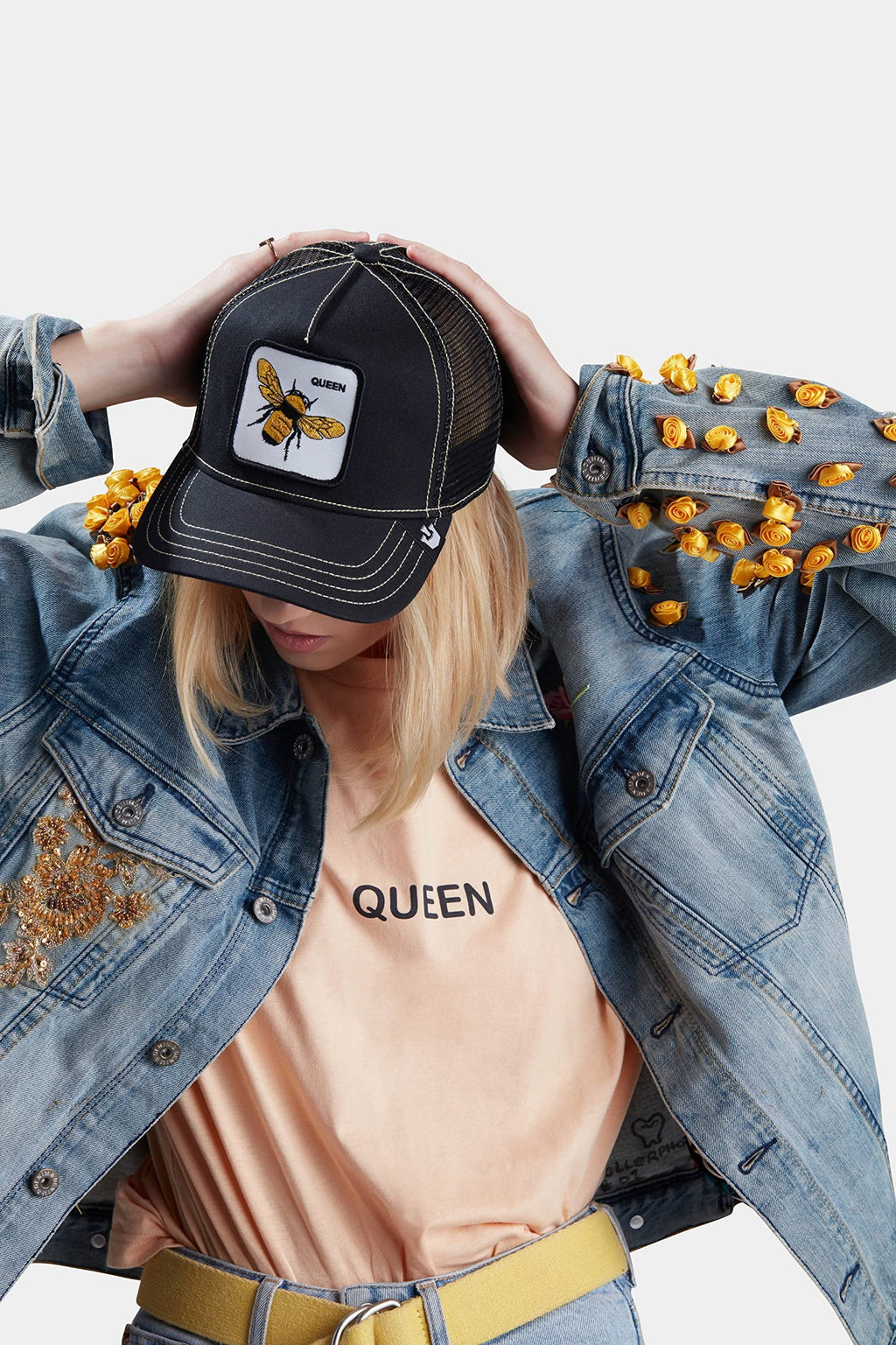 Original Unisex dimension Bee), Goorin (Queen The Trucker Black Farm Snapback Hat, Bros. One Adjustable