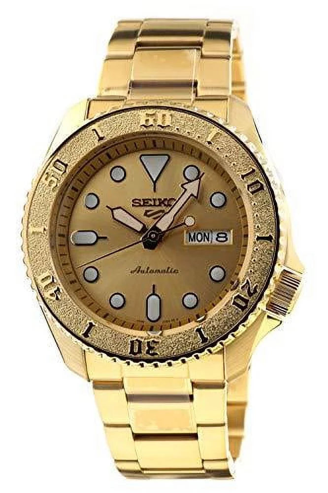 5 Men's Gold-Tone 42.5mm Seiko Watch Stainless SRPE74 Sports Seiko Steel