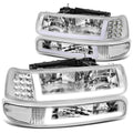 DRL 1999 to HL-LB-CSIL99-CH-CL1 2000 Motoring 2500 Truck LED Suburban Bumper to 03 04 Lamps Chrome/Clear DNA 1500 2002 05 01 Signal Fits Chevy Tahoe Silverado Headlight 2006