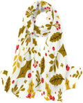 Lightweight Scarf Silk Leaf Christmas Wrap Long Scarves Women Girls Neck for Hyjoy Shawl Flower