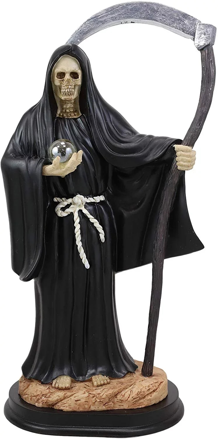 Tall Tunic in Ebros Statue Robe Holding Santa Muerte Holy Scythe Black 12.75"
