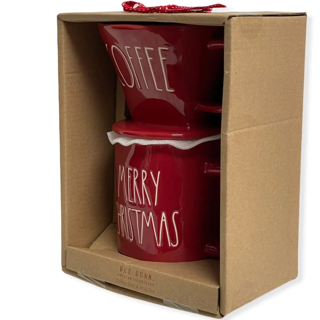 Dunn Rae Over Pour Coffee Drip Set Gift MERRY CHRISTMAS Mug