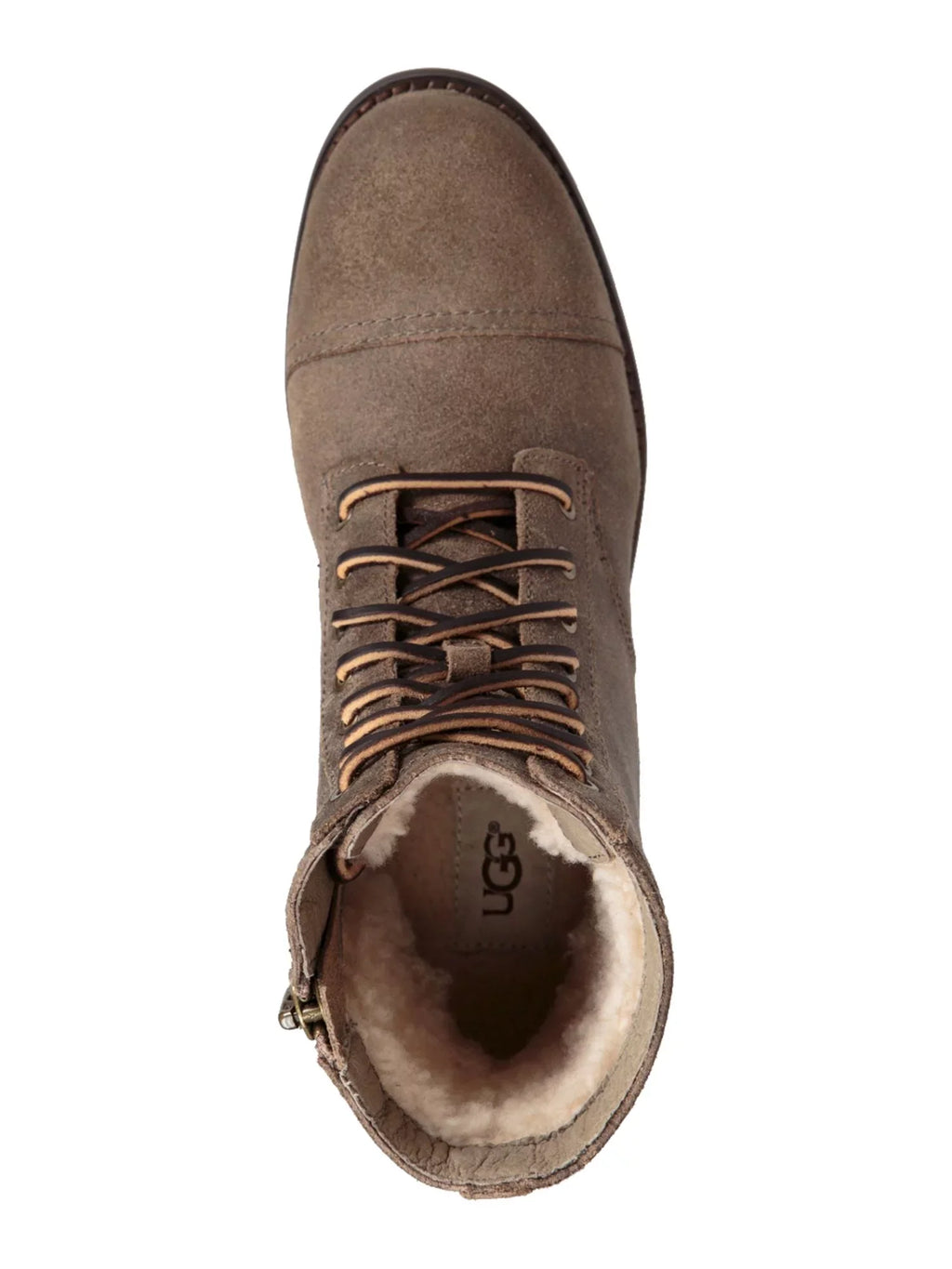 Block Leather Textured Gray Embossed Zip-Up Logo Sole Lug Lace Toe Womens 7 Round Padded Heel Up Kilmer Ii Waterproof Boots UGG
