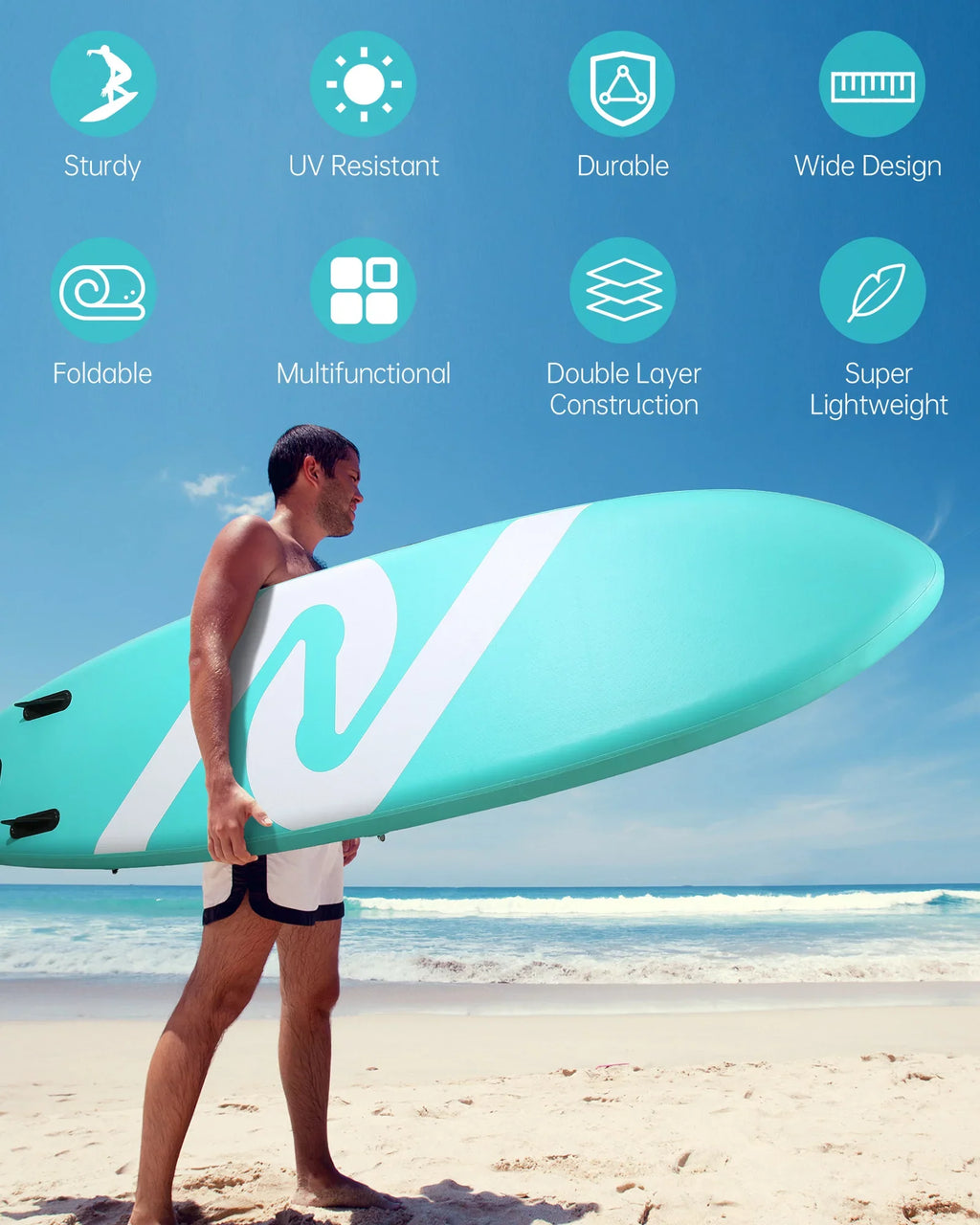 for Board Paddle Summer Board Adults with SUP 120"x30"x6" Board Inflatable Up Stand Youth & Paddle