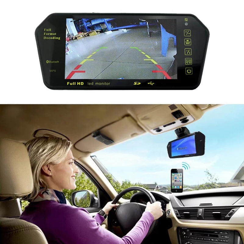 Photo Full with Mp5 FM Display Slot Car RearView Monitor TF inch Car 7" Built-in USB Bluetooth LCD HD Mirror TFT