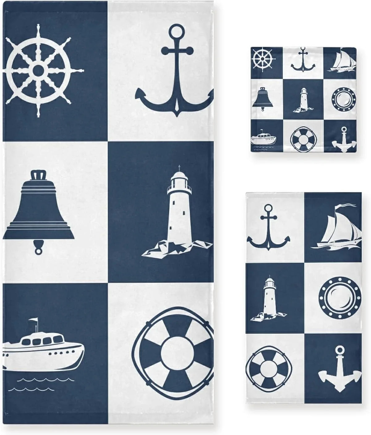 for Soft Cotton Sailing Anchor Decorative Towels Hand Piece 3 Absorbent Fingertip Dreamtimes Towel Bathroom Lighthouse Checked Bath Towels Sets Vessel