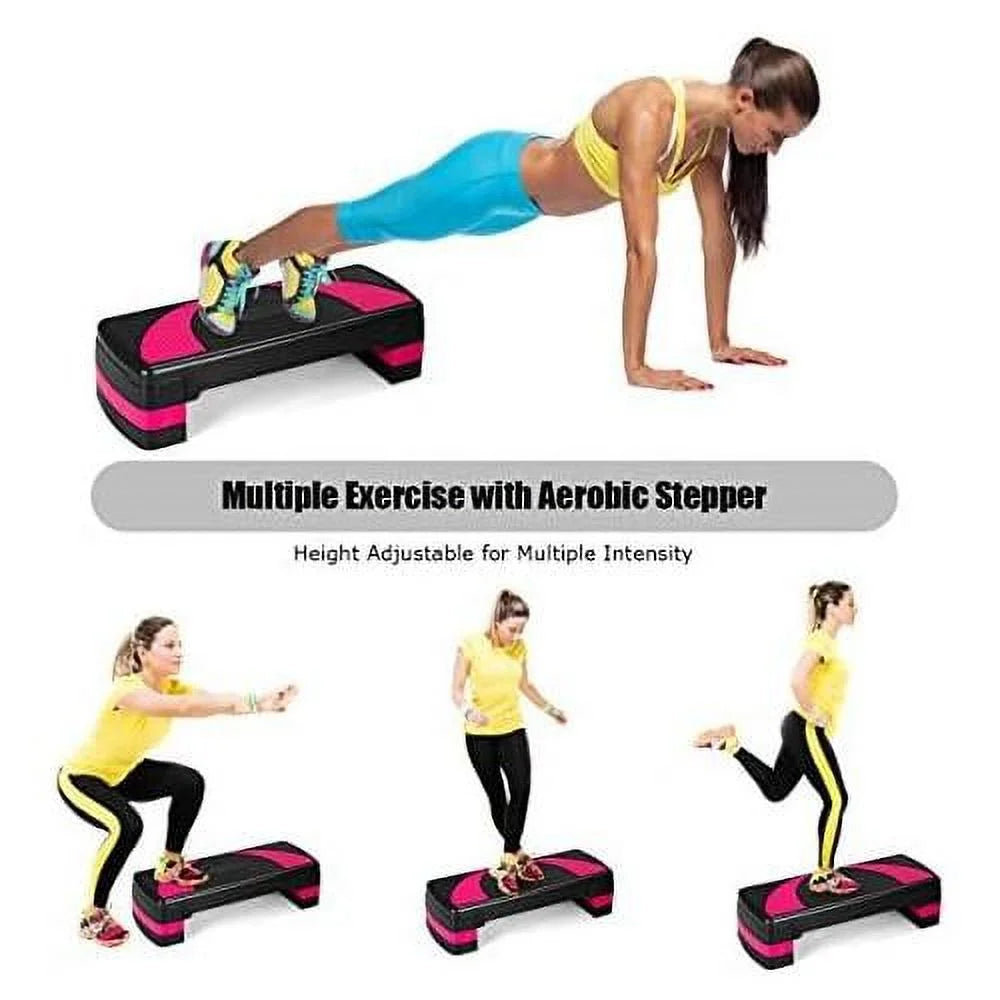 With Exercise 31” Shock-Absorb Adjustable & Pads, Risers 3-Level Platform Non-Slip Detachable Platforms Surface, Aerobic Workout With Anti-Slip Step Height Stepper,