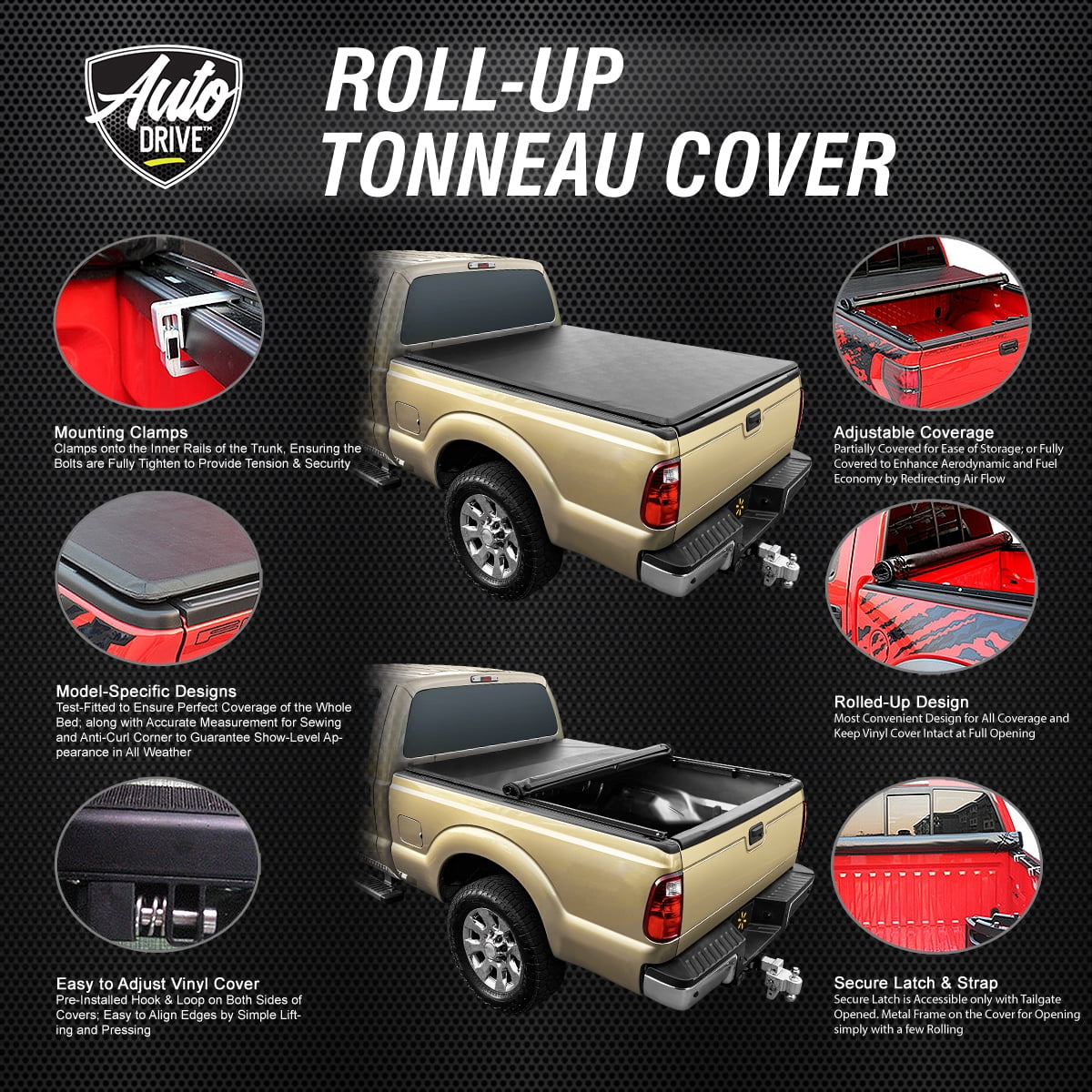 2500 Drive Soft Tonneau Ram 94-10 8Ft Roll up 3500 1500 Dodge Truck 2500 Ram / Cover Bed Bed 3500 Fits Auto 1500 11-18