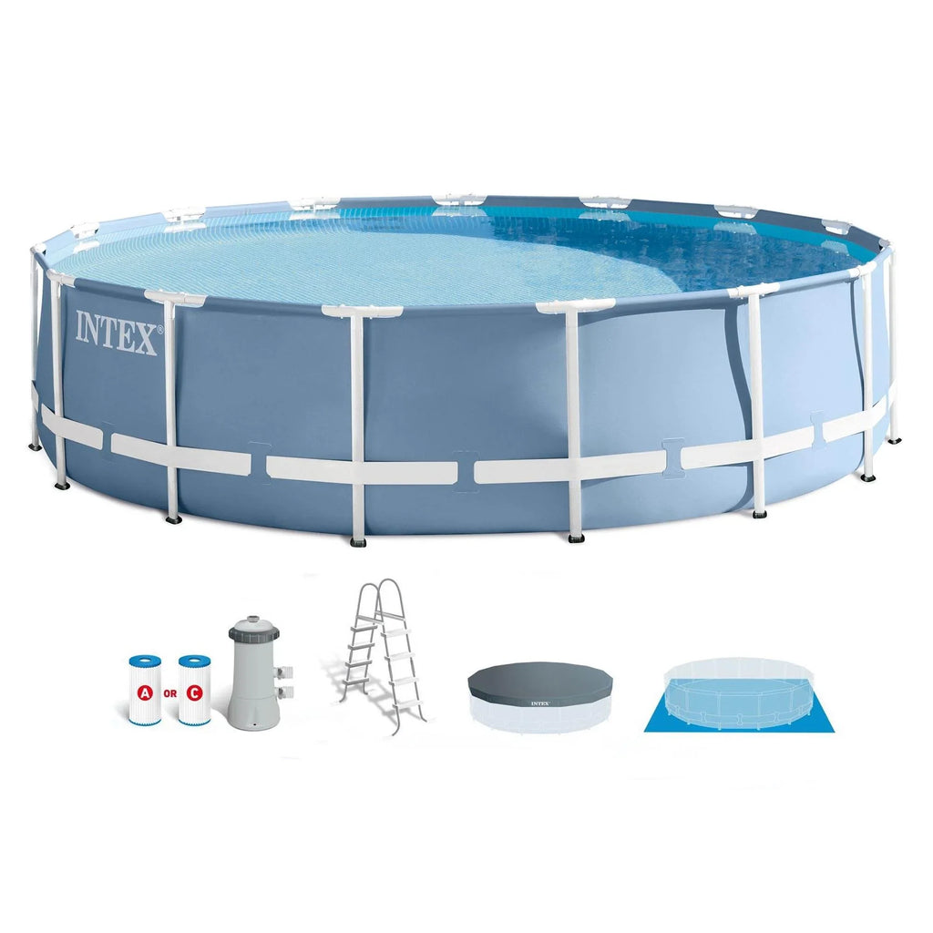 Ground Intex Pool x Frame Above Set x Prism Steel Pump Swimming 15ft 15ft 42in &