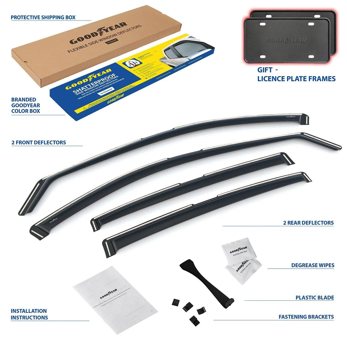 Shatterproof in-Channel for Cars, Car Goodyear Vent Visors 2019-2024, for Deflector, GY007801 Window - Guards, Window Altima 4 Accessories, Rain pcs Nissan Deflectors