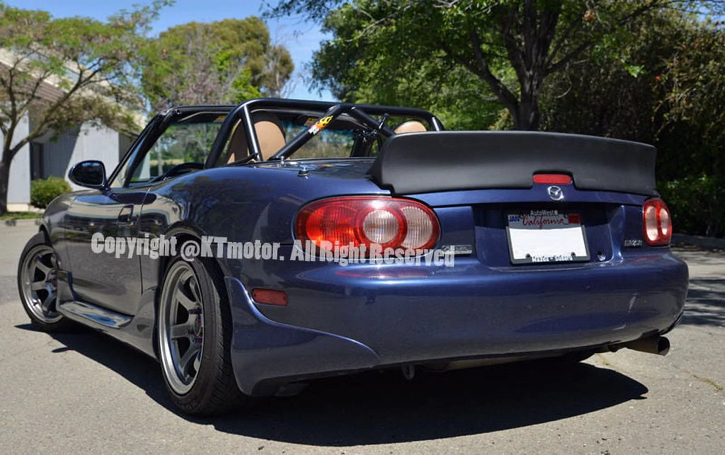 Replacement Mazda MX5 EOS Rocket design 1999-2005 Fiberglass Wing Bunny Spoiler Miata Trunk | for Rear NB Primer Lid Black