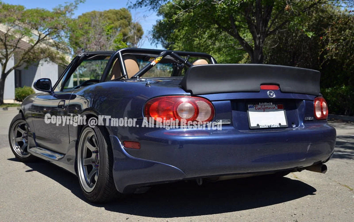 Replacement Mazda MX5 EOS Rocket design 1999-2005 Fiberglass Wing Bunny Spoiler Miata Trunk | for Rear NB Primer Lid Black