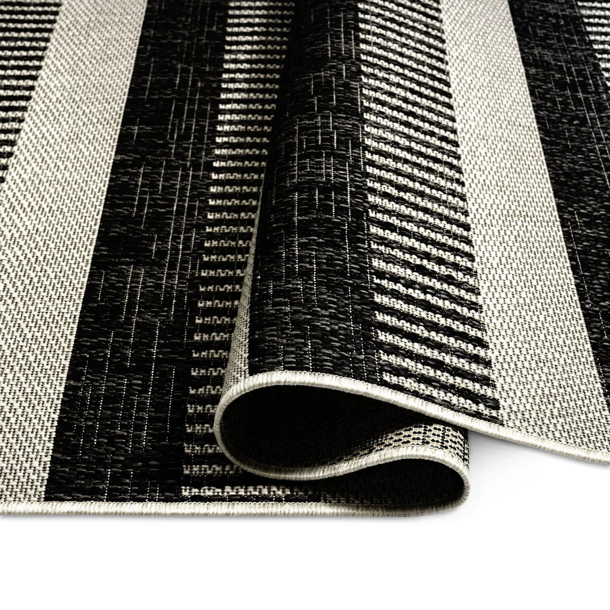 New Modern 5'2"x7'2" Patio York Rug, Miller Indoor/exterior Country Black/Grey, Striped Nicole Area Charlotte